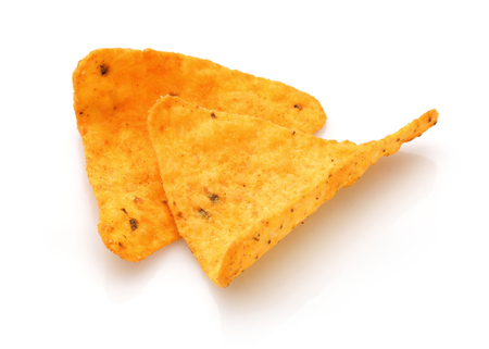 Taco Chips isolated on white backgroundの写真素材