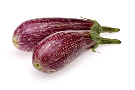 Eggplant or Aubergine vegetable isolated on white backgroundの写真素材