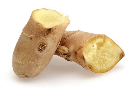 Fresh ginger root isolated on white backgroundの写真素材