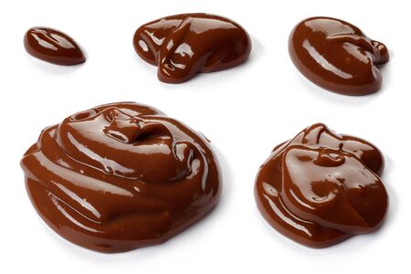 Chocolate pudding isolated on white backgroundの写真素材