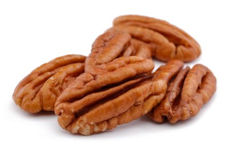 Pecan nut isolated on white backgroundの写真素材
