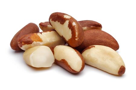 Brazil nuts isolated on white backgroundの写真素材