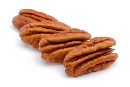 Pecan nut isolated on white backgroundの写真素材
