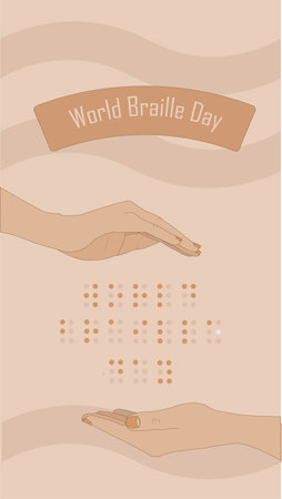 World Braille Day. Vector illustration. handsのイラスト素材