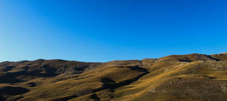 Banner landscape of Bjelasnica mountain with unevenness, depressions and protrusions. Magnificent...