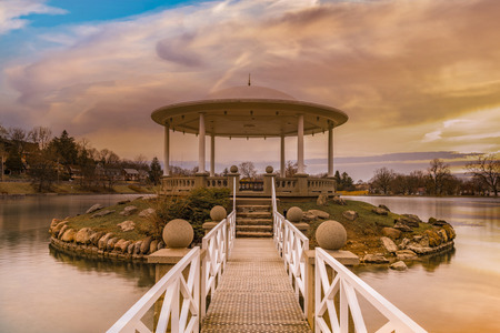 Beautiful Canopy in The Middle of The Water Overlooking on The Lake from All Sidesの写真素材