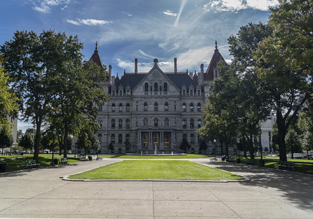 ALBANY, NEW YORK - SEPTEMBER 27, 2018: The New York State Capitol Building in Albany, home of the New York State Assembly.のeditorial素材