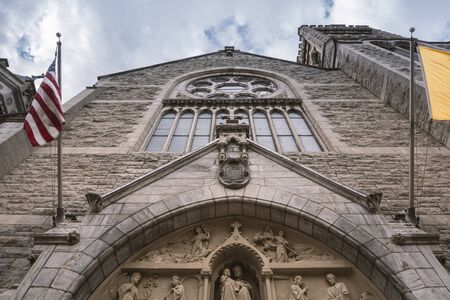 SYRACUSE, NEW YORK - JAN 14, 2020: Low Angle View of the Cathedral of Immaculate Conception in Syracuse, New York.のeditorial素材
