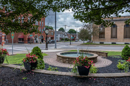 Frankfort, New York - July 2, 2021: Close up View of the Street Clock in Downtown Frankfort, New York.のeditorial素材