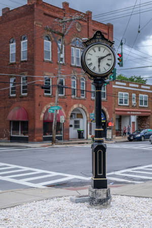 Frankfort, New York - July 2, 2021: Close up View of the Street Clock in Downtown Frankfort, New York.のeditorial素材