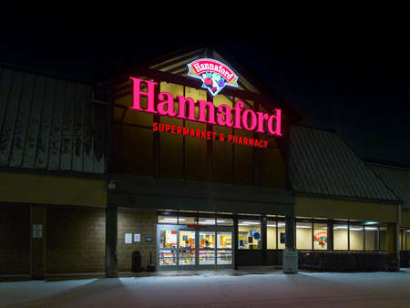 New Hartford, New York - January 1, 2021: Horizontal View of the Hannaford Supermarket Dairy Products Departmentのeditorial素材