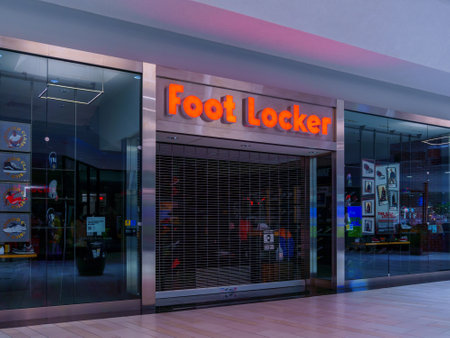 New Hartford, New York - Mar 1, 2022: Closeup View of FOOT LOCKER Storefront inside Sangertown Mall.