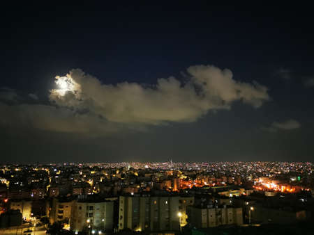 The view over the city at nightの写真素材