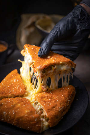 The golden pie lights up your stomach and your life togetherの写真素材