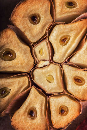 Does anyone have an idea what this is, a macro image of a garlic head nearbyの写真素材