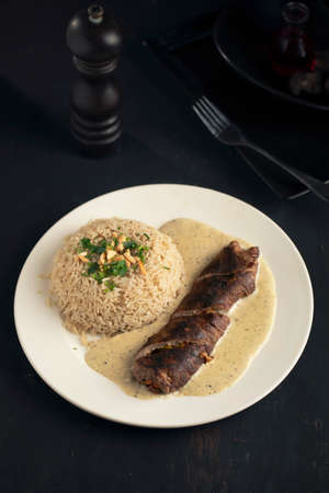 Beef steak in the style of chicken blue