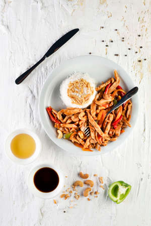 Delicious spicy chicken nuggets mealの写真素材