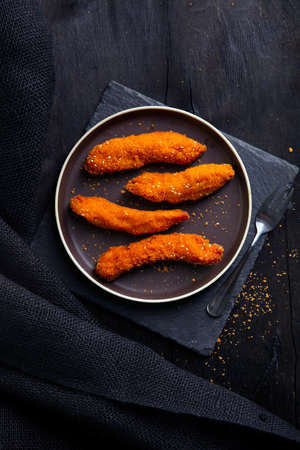 Crispy thin slices of chickenの写真素材