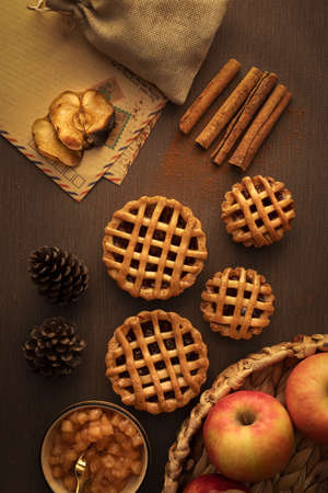 Cinnamon apple pie with a pinch of pine nutsの写真素材
