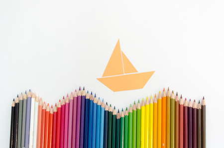 color pencils on a white backgroundの写真素材