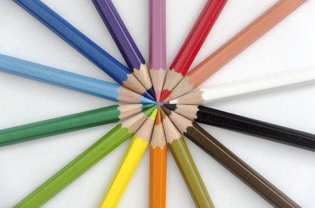 color pencils on a white backgroundの写真素材