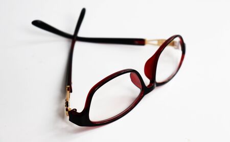 Stylish Red frame glasses isolated on white background. Red frame glasses