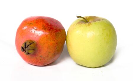 Pomegranate and Apple Isolated on White Backgroundの写真素材