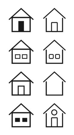 House Icon Set Vector Sign In White Backgroundのイラスト素材