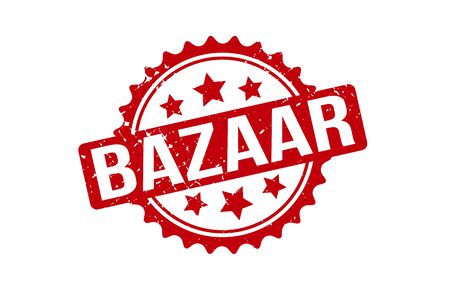 Bazaar Rubber Stamp. Red Bazaar Rubber Grunge Stamp Seal Vector Illustration - Vectorのイラスト素材