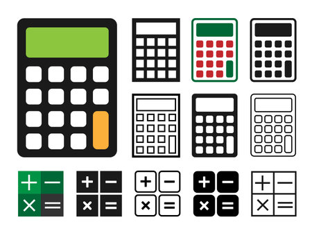 Calculator Icon Set. Flat Calculator Symbol, Illustration â Vectorのイラスト素材