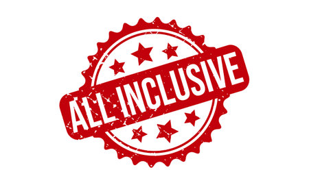 All Inclusive Rubber Stamp. Red All Inclusive Rubber Grunge Stamp Seal Vector Illustrationのイラスト素材