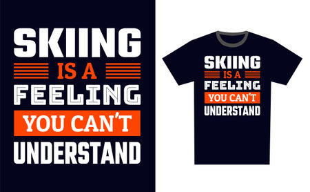 Skiing T Shirt Design Template Vectorのイラスト素材