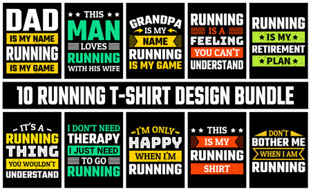 Running T Shirt Design Set Vectorのイラスト素材