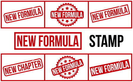 Red New Formula Rubber Stamp Set Vectorのイラスト素材