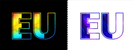 Initial letter EU logo Icon vector design template. Premium luxurious logotype for corporate business identityのイラスト素材