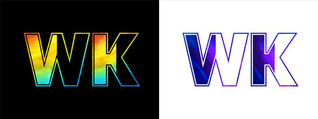 Initial letter WK logo Icon vector design template. Premium luxurious logotype for corporate business identityのイラスト素材