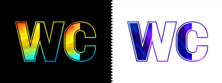 Initial letter WC logo Icon vector design template. Premium luxurious logotype for corporate business identityのイラスト素材