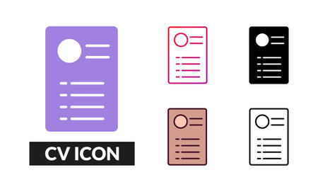 CV Icon Set Vector Illustrationのイラスト素材