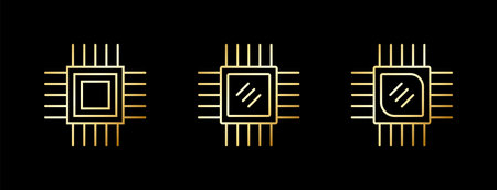 Golden Chip Icon Vector Illustrationのイラスト素材