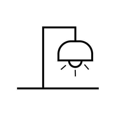 Desk Lamp Lineal Icon Symbol Vector. Black Outline Desk Lamp Iconのイラスト素材
