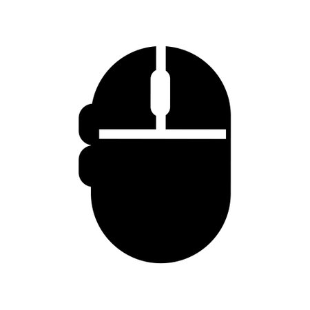 Computer Mouse Fill Icon Symbol Vector. Black Glyph Computer Mouse Iconのイラスト素材
