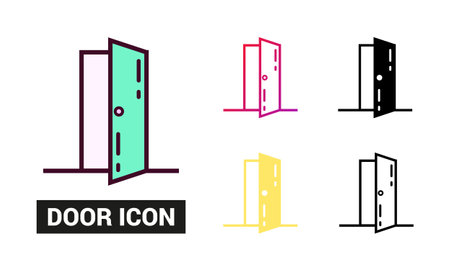 Door Icon Set Vector Illustrationのイラスト素材