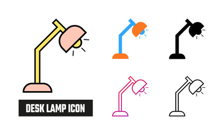 Desk Lamp Icon Set Vector Illustrationのイラスト素材