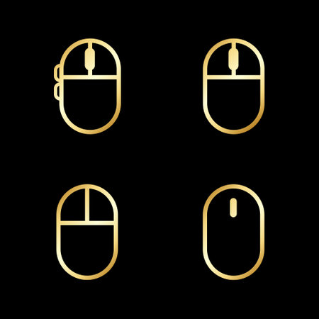 Golden Computer Mouse Icon Vector Illustrationのイラスト素材