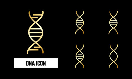 Golden Dna Icon Vector Illustrationのイラスト素材