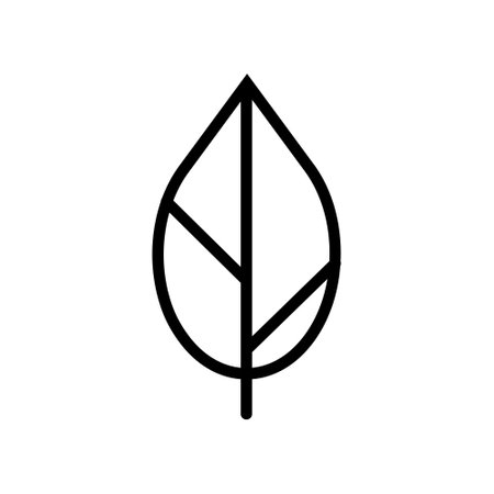 Leaf Lineal Icon Symbol Vector. Black Outline Leaf Iconのイラスト素材