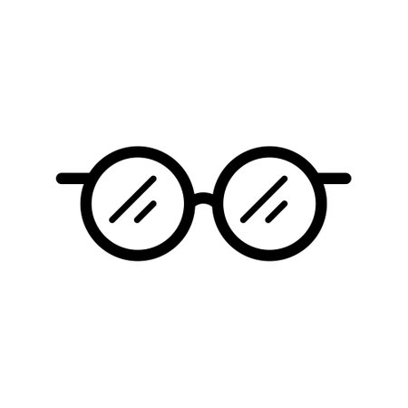 Glasses Lineal Icon Symbol Vector. Black Outline Glasses Iconのイラスト素材