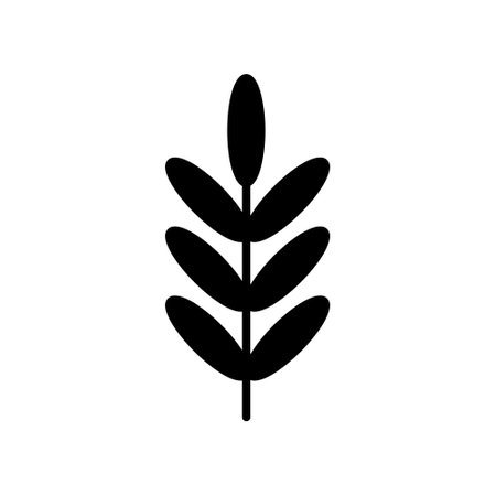 Leaf Fill Icon Symbol Vector. Black Glyph Leaf Iconのイラスト素材