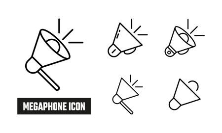 Megaphone Lineal Icon Symbol Vector. Black Outline Megaphone Iconのイラスト素材
