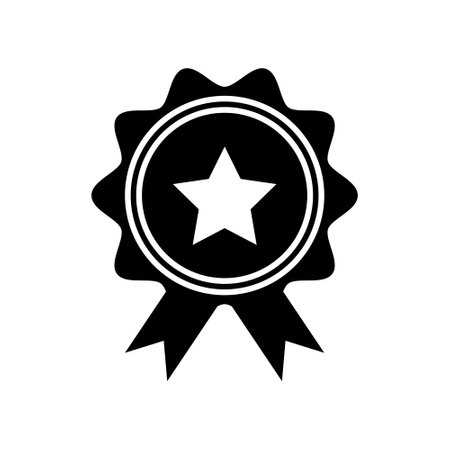 Medal Fill Icon Symbol Vector. Black Glyph Medal Iconのイラスト素材